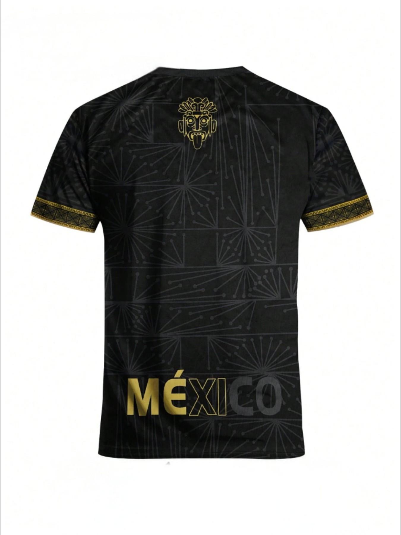 Mexican Aztec Totem Print T-Shirt, Breathable Sports Short Sleeve, Comfortable Casual Wear, Loose Top, Perfect for Gym and Daily Use