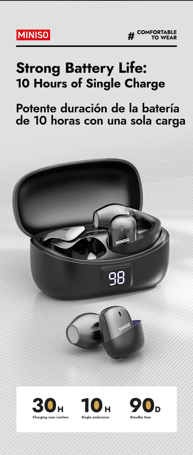 MINISO MS155 OWS Wireless Earphones Bluetooth 5.3 ENC Headphones HiFi Sound Long Playtime Earbuds Waterproof Open Ear Headsets Electronic Audio& Video