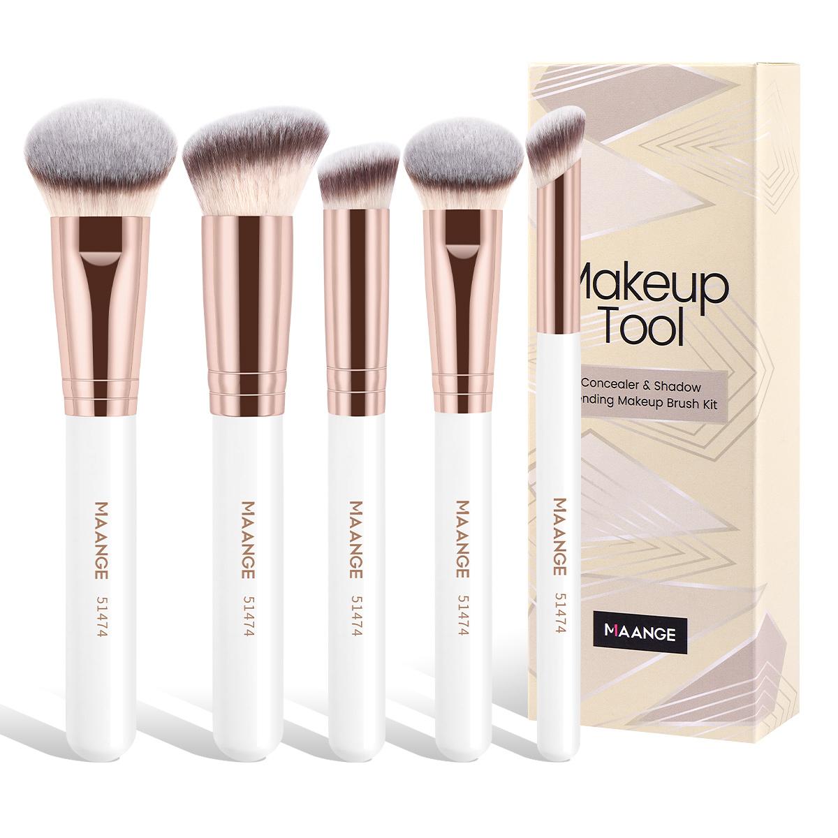 MAANGE 5pcs Professional Makeup Brush Set, Powder Brush Blush Brush Contour Brush Concealer Brush Nose Contour Brush Highlight Brush, Essential Cosmetic Accessory for Beauty Routine, Gift for Women & Girls, Cosmetic Brushes, Brush Makeup Kit