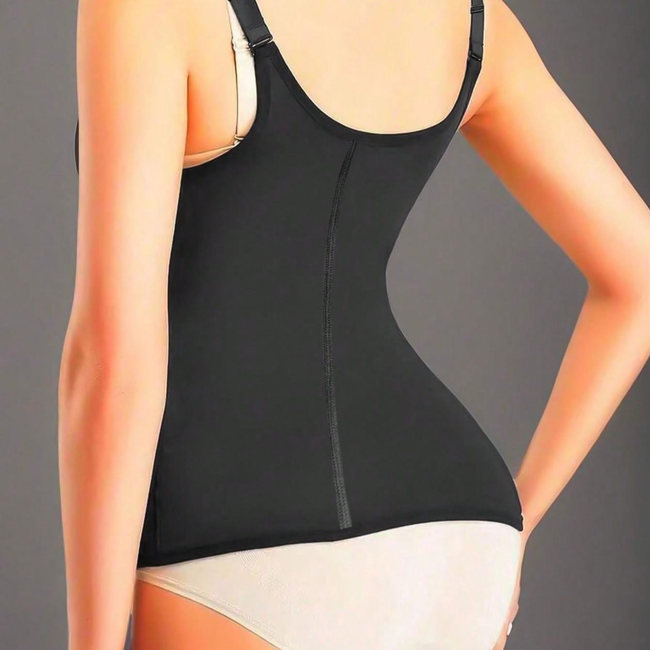 Women's Sports Waist Trainer with Zipper, Adjustable Shoulder Straps, Body Shaper Tank Top, Abdominal and Waist Control, Yoga Running Belt