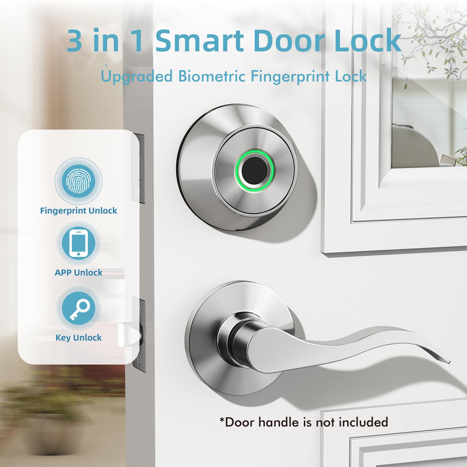 Valentine's Day Gift【EUERTE】 2025 Newest Fingerprint Smart Door Lock,Biometric Smart Lock With App,Keyless Entry Door Lock,One Touch Lock/Unlock,Easy Install,No Passcode Needed,Home Seccurity FathersDayGift