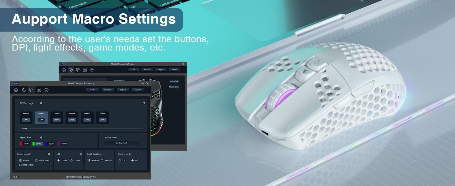 Solakaka SM600 Wireless Esports Gaming Mouse,Tri-Mode Connection 2.4G/BT5.0/USB Wired Mode Switching Gaming Mouse, Compatible with Bluetooth Connection Ergonomic Mouse, RGB Backlit PC Gaming Mouse, Office Desktop Laptop PC Accessories FallFreshness