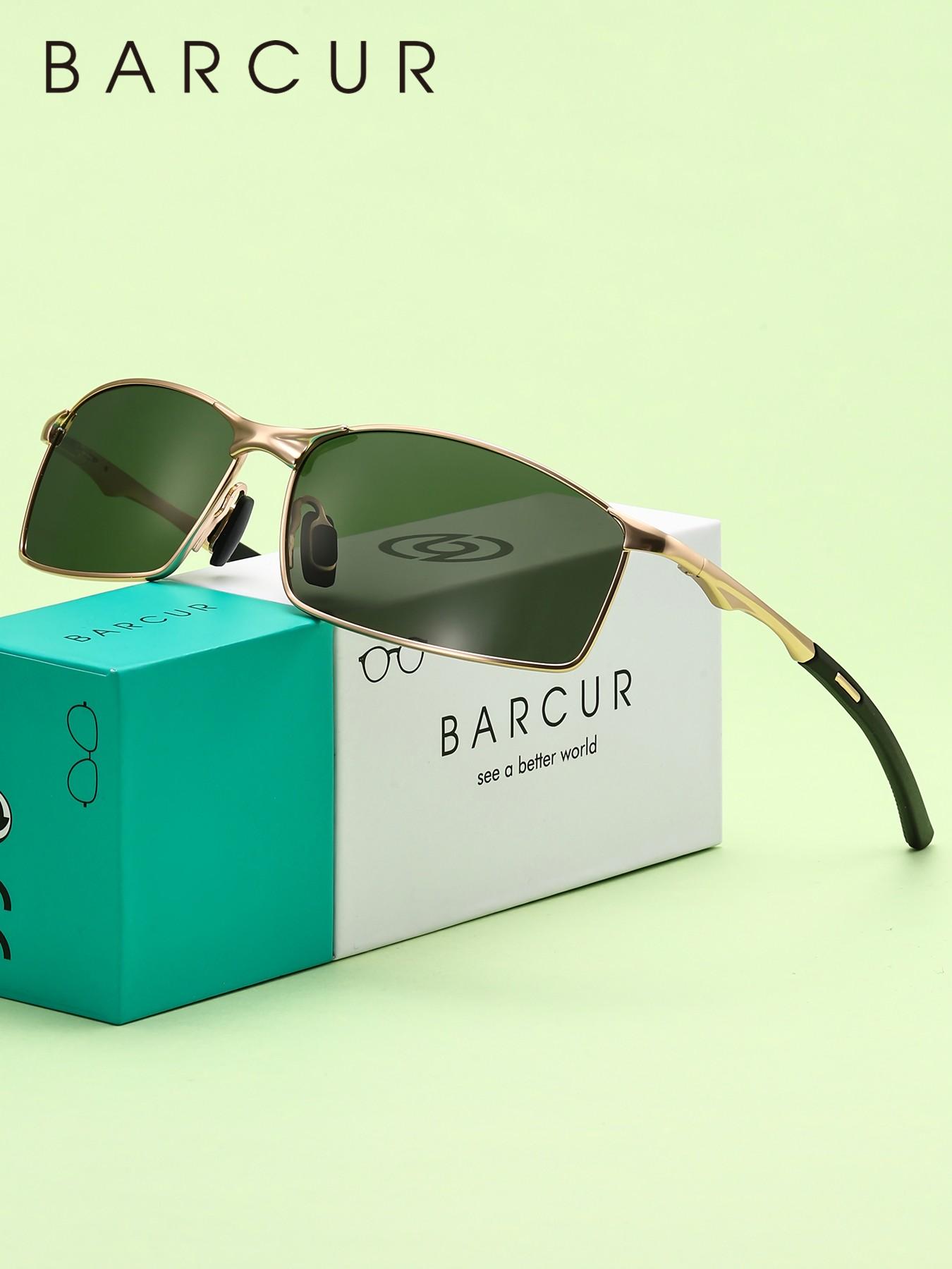 Barcur Vintage Style Sunglasses with Square Frame, Polarized 