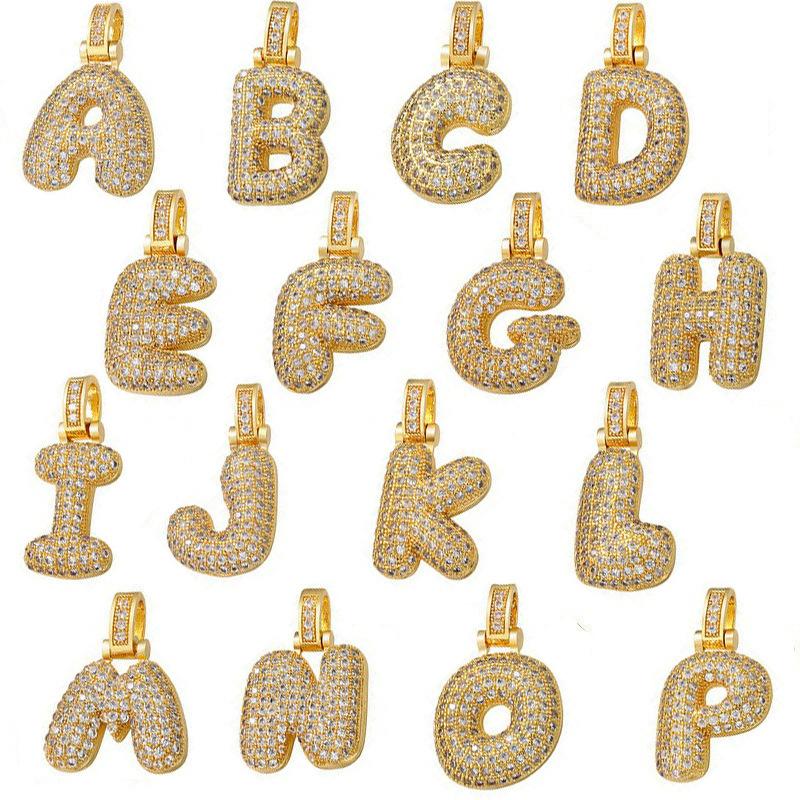 [Buy One Get Free Necklace] Hip Hop Large Letter Alphabet Pendant Necklace Cubic Zirconia Personalized DIY Dainty Necklace Birthday Anniversary Mother's Day Gifts for Women