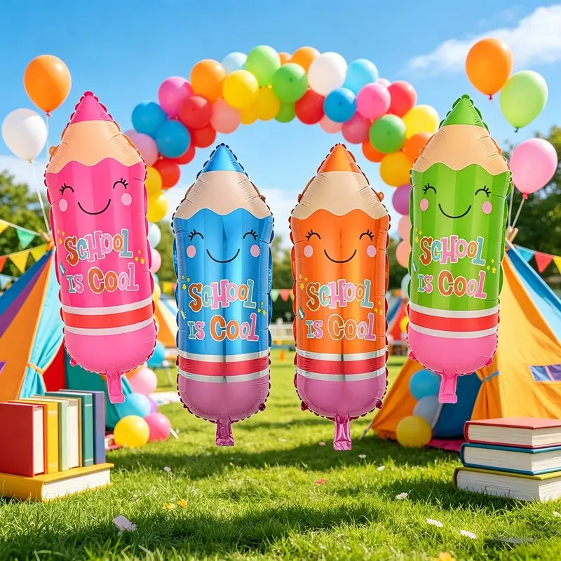 4pcs 73cm Pencil Shape Balloons, Back-To-School Decorations, Classroom Decoration Supplies, Perfect for Halloween and Christmas