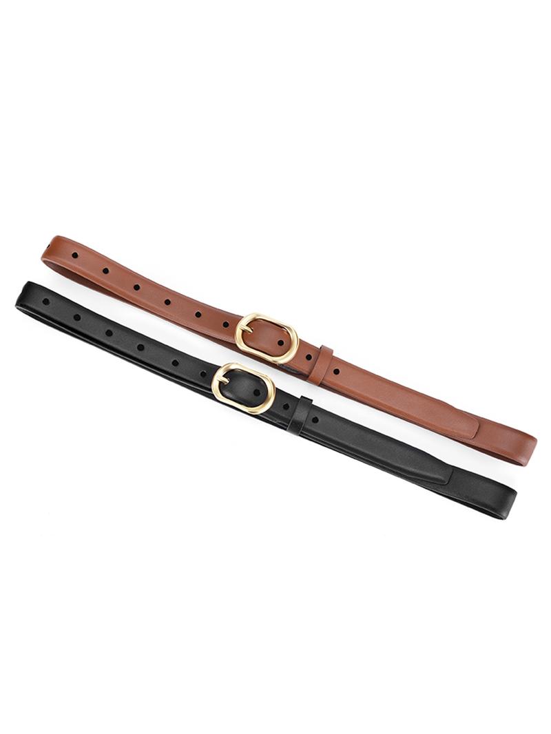 Women's Solid Color PU Buckle Belt, Fashion Belt for Party, Daily Clothing Decor, Trendy All-match & Exquisite Belt for Birthday Gift