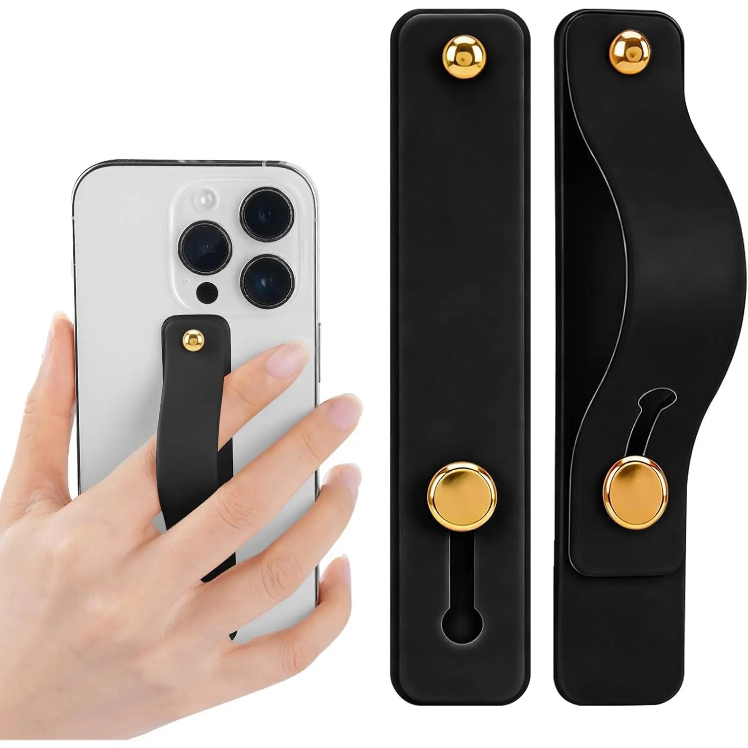 2-Pack White  Phone Strap with Kickstand - Versatile Grip & Holder for  Phones and Cases (Black * 2)