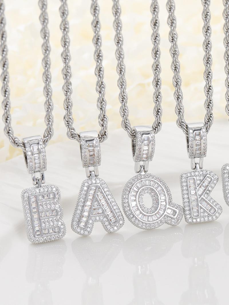 Zircon letter pendant necklace, party fashion jewelry, everyday outfit accessory, trendy and versatile exquisite birthday gift jewelry, letter necklace, name initial necklace, daily jewelry match