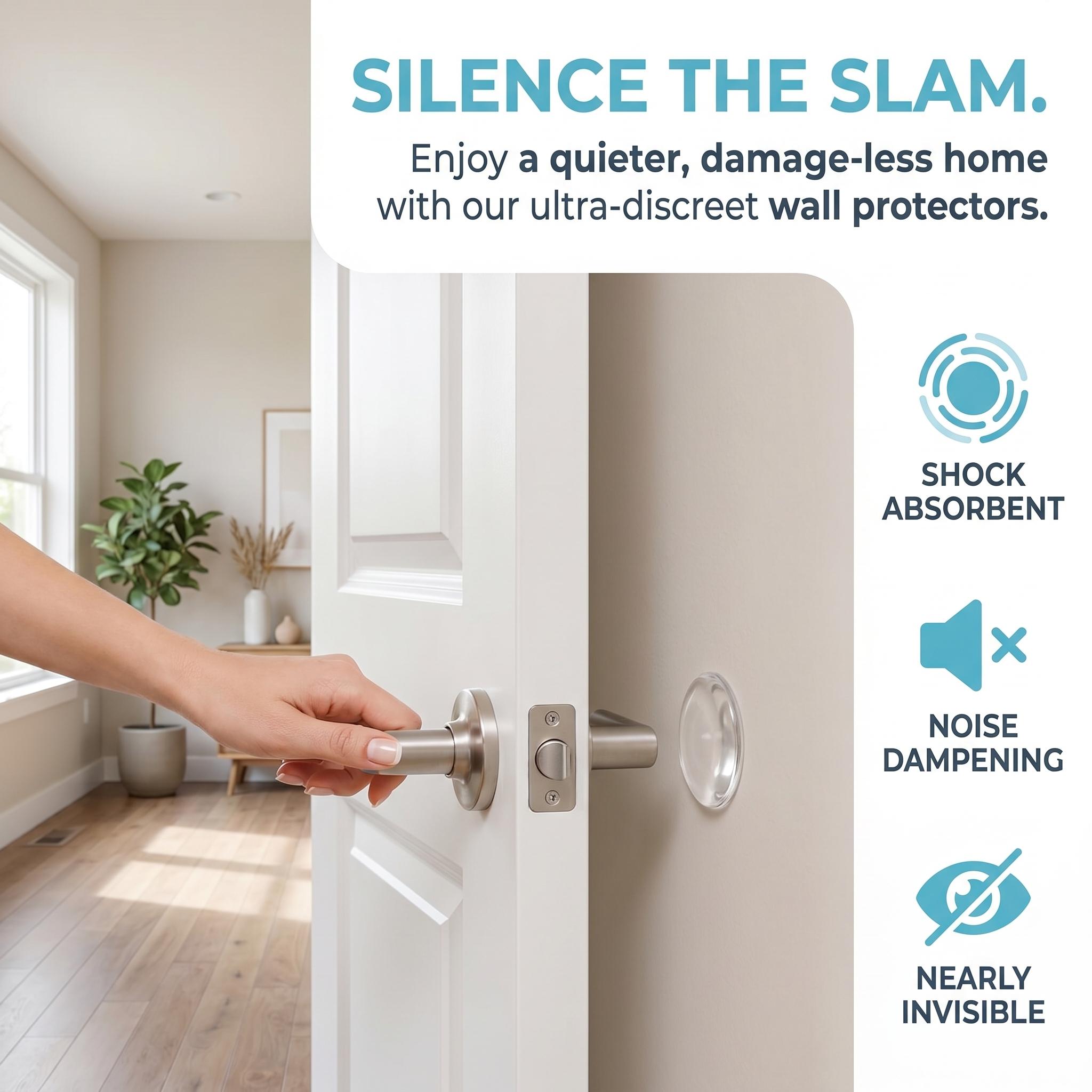 Clear Silicone Door Stopper Wall Protector, Shock Absorbing Noise Dampening Self Adhesive Bumper Pads, Invisible Anti Collision Buffer For Home Door Handle Cabinet Furniture Toilet, Household Renovation Supplies For Family Renter-YY0
