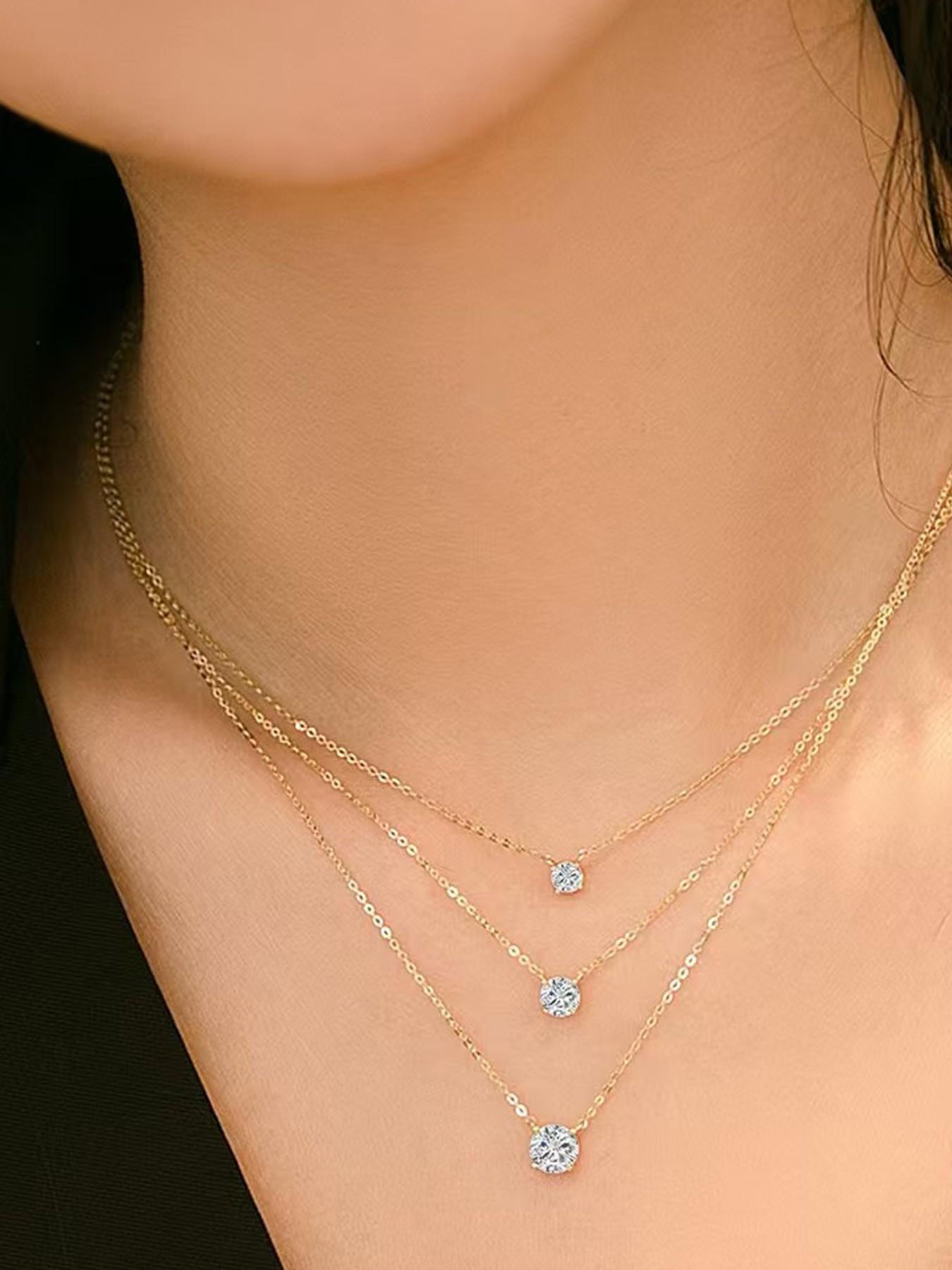 A pair of moissanite Pendant Necklace, D Color 1-3 Carat Lab-Grown Diamond, 925 Sterling Silver Jewelry, Perfect for Wedding and Engagement