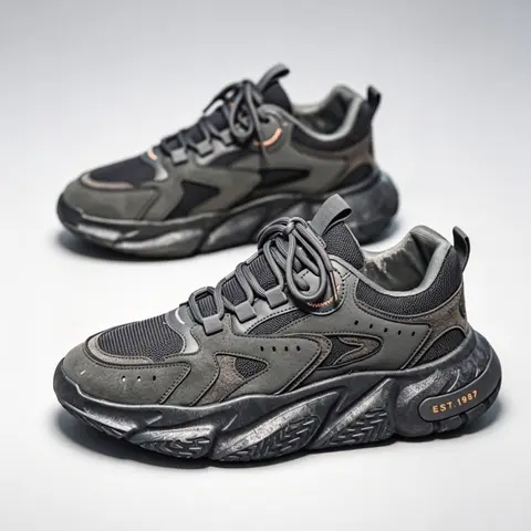 Men's New Breathable Mesh Dad Shoes, Thick Sole Shock Absorption, Sizes 39-44, Casual Outdoor Hiking, Athletic Hiking Shoes, Trendy Versatile Sports Shoes