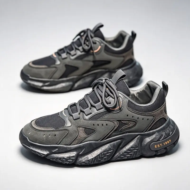 Men's New Breathable Mesh Dad Shoes, Thick Sole Shock Absorption, Sizes 39-44, Casual Outdoor Hiking, Athletic Hiking Shoes, Trendy Versatile Sports Shoes