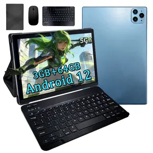 10.1-inch Android Tablet with 64GB Storage, 8-Piece Accessory Bundle (Keyboard, Case, Mouse, Stylus), Dual Cameras, Dual-Use for Work & Entertainment, No Adapter Included – Blue/Pink/Silver