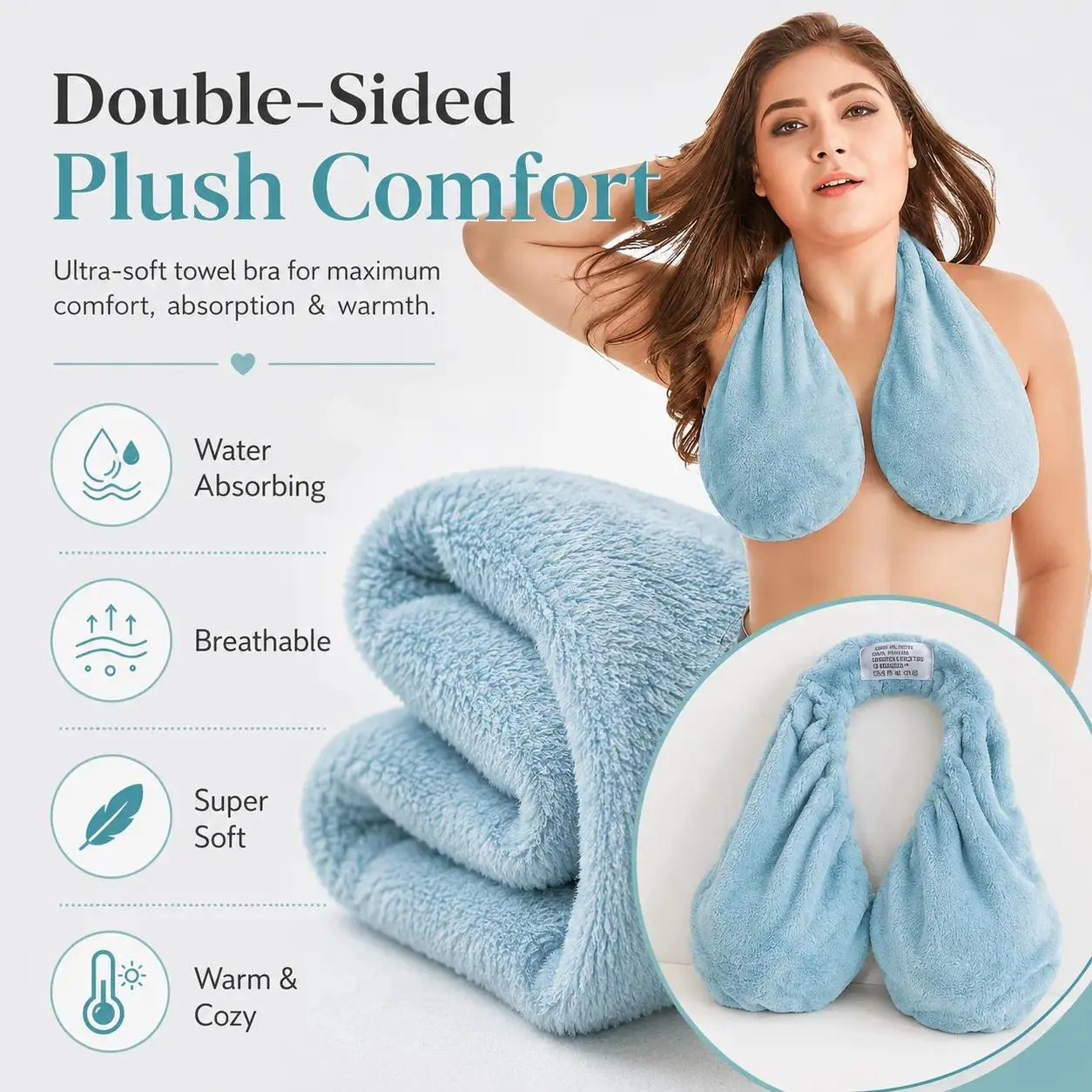 Women Neck Hanging Absorbent Bust Wrap Towel, Casual Leisure Bra