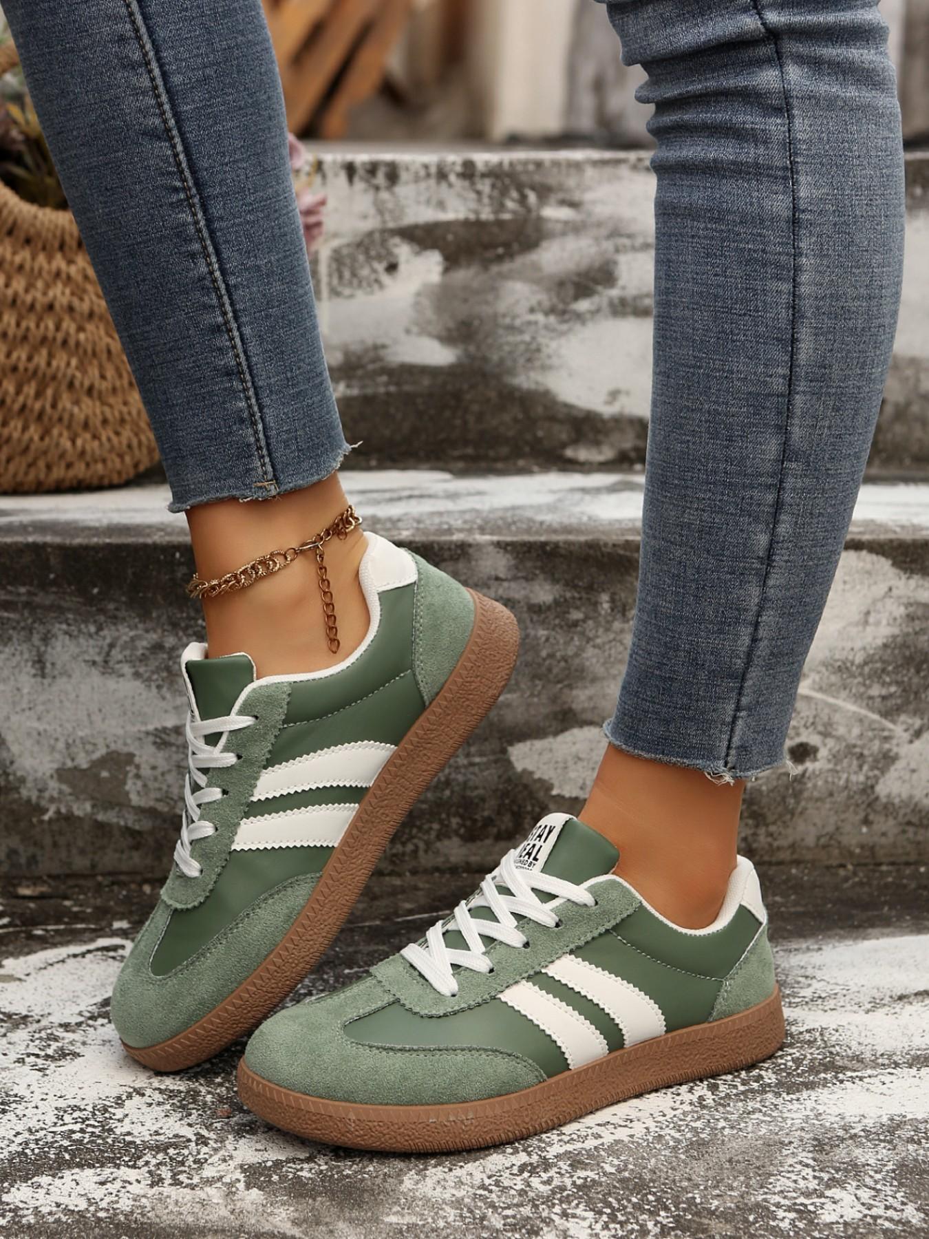 Women's Spring Fall New PU Textile Patchwork Design Sneakers, Trainer, Breathable Comfort Casual Low Top Walking Shoes, Anti-Slip Non Slip Thick Sole Lightweight