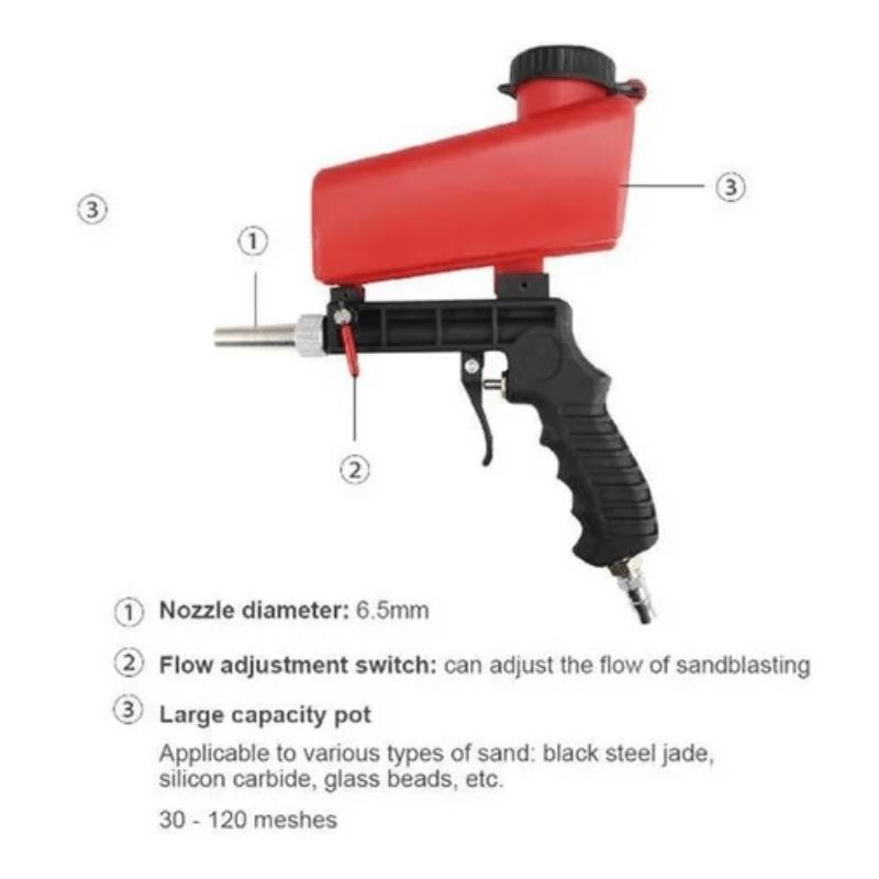 Handheld sandblasting gun Pneumatic small sandblasting machine Plastic glass metal oil and rust removal impurity equipment Sandblasting Tools - portable, pneumatic, gravity supply, adjustable - very suitable for rust removal!