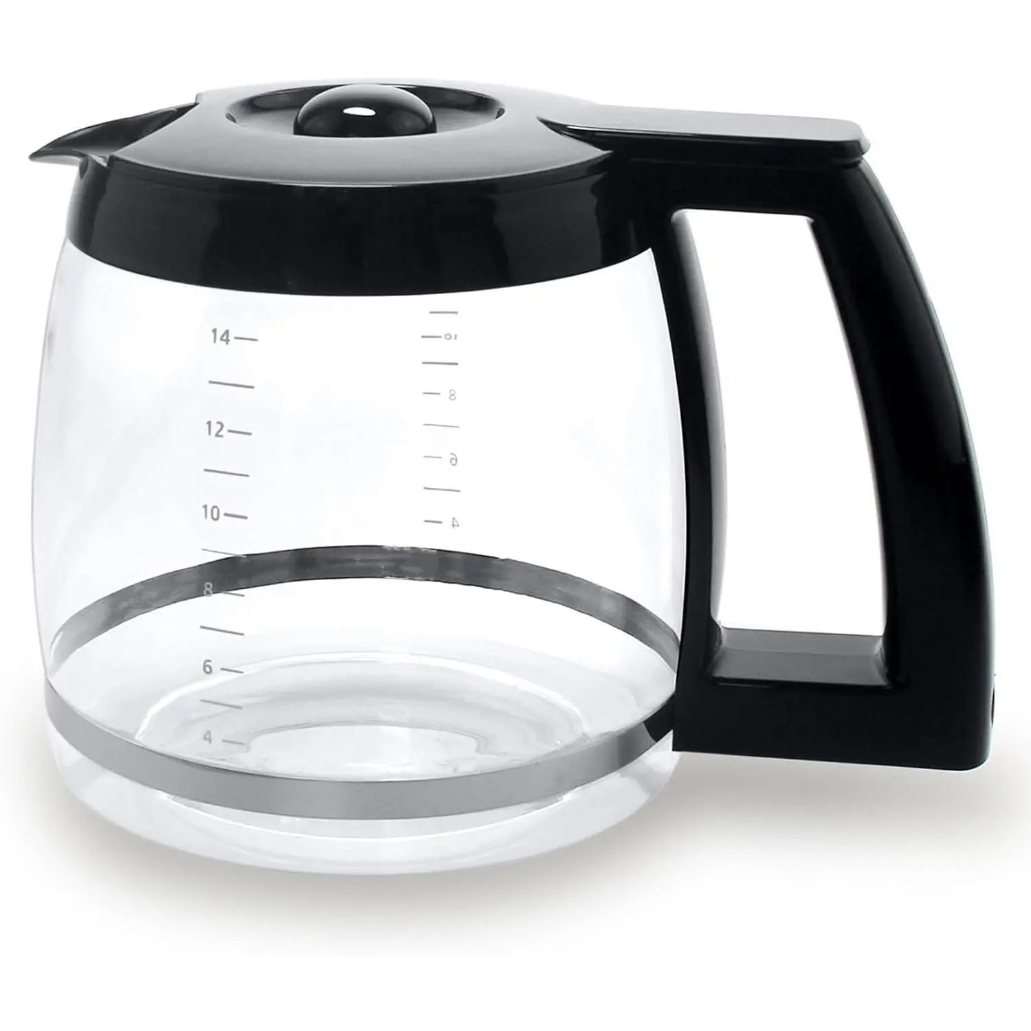 14-Cup Glass Replacement Coffee Carafe Compatible with Cuisinart Coffee Maker Models DCC-2200, DCC-2600, DCC-2800, DCC-3200, and DCC-3200P1, Coffee Pot Decanter Pitcher, Black Handle