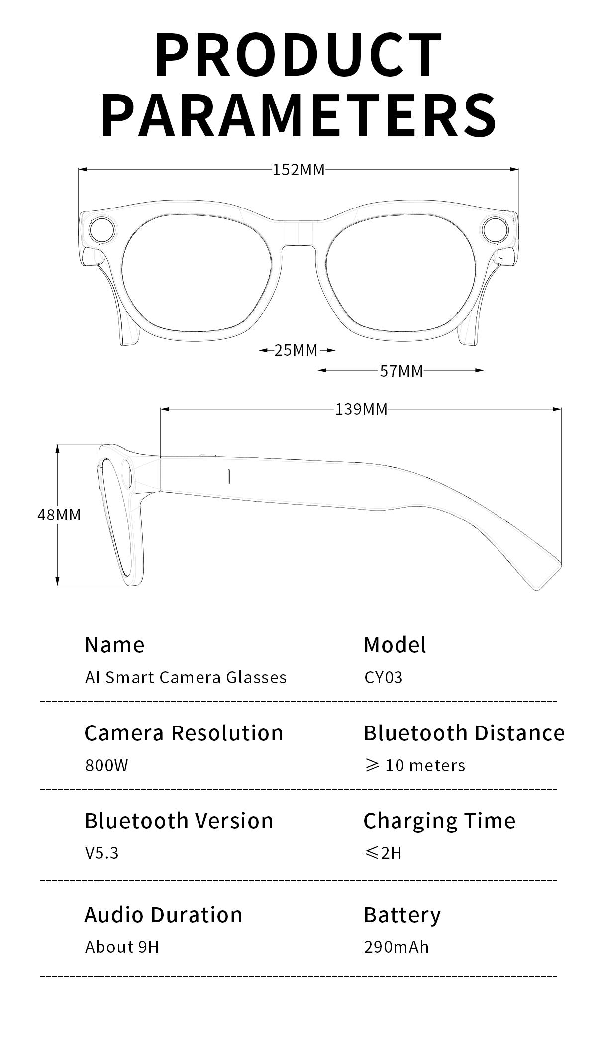 2026 AI Smart Glasses, 8MP Camera, 4GB Storage, Photo Video Audio, Ai Translation, Voice Control, Wireless Call, USB Data Transfer, Smart Camera Glasses, Camera Glasses, AI Glasses, Ai Smart Glasses With Camera, Wearable Tech Glasses