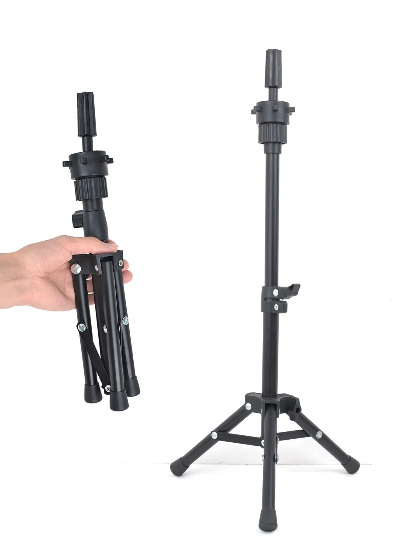 Adjustable Human Model Head Stand Tripod 21 Inch Wig Rack for Beauty and Hairdressing Training, Salon Displays and Demonstrations, Mannequin Head Stand