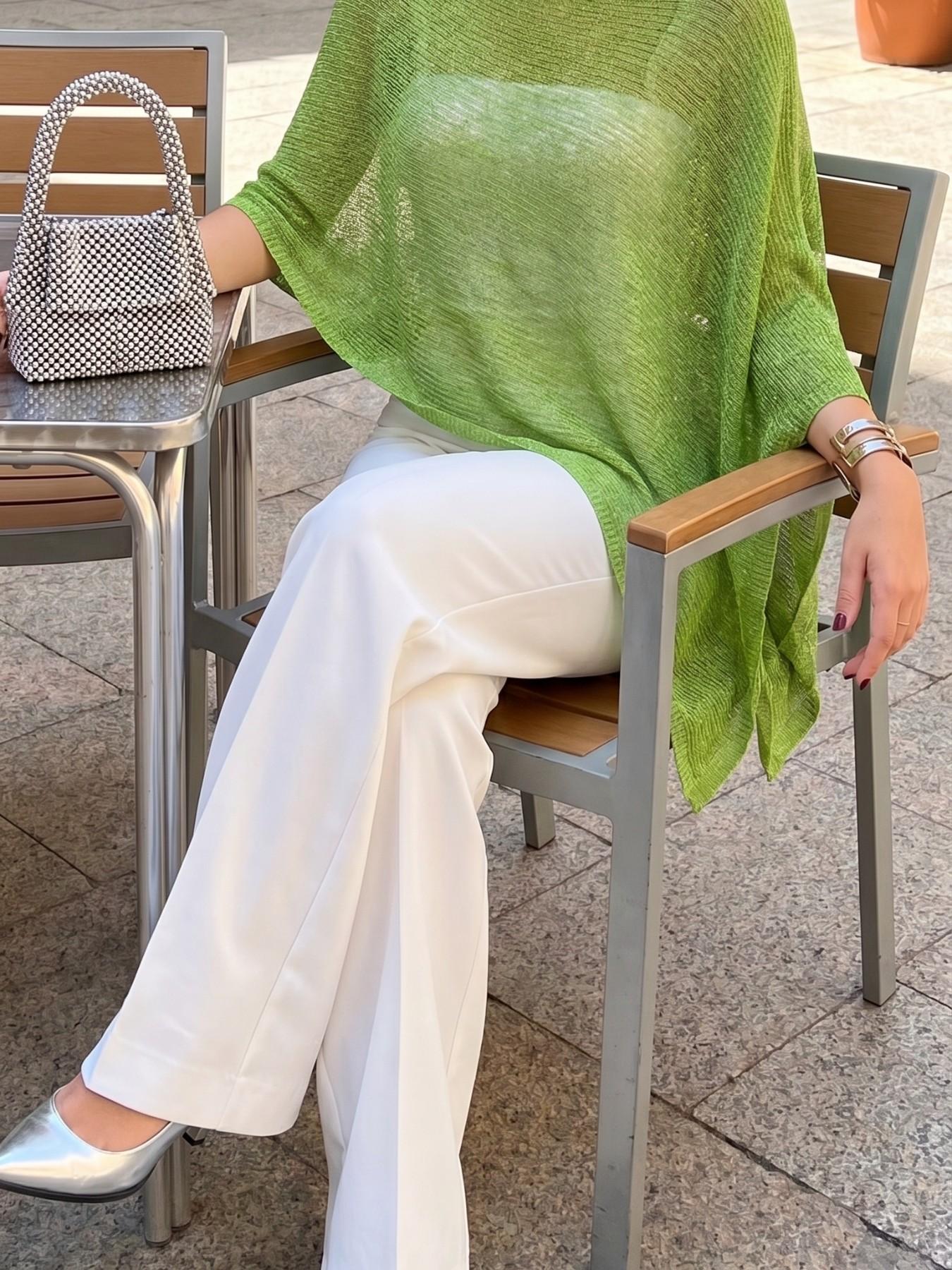 Fashion Elegant Lightweight Breathable Multi-Wear Loose Knit Shawl Cape Pullover, Casual Daily Wear, Spring & Fall Plain Design, Knitted, Knitwear, Everyday