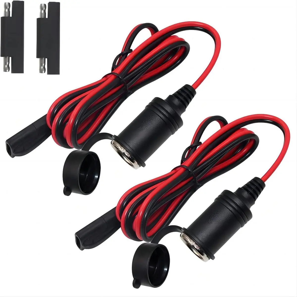 SAE to Motorcycle Female Cigarette Lighter Socket, 12V-24V Bike Power Extension Cable, 6FT SAE 2 Pin Quick Release Plug, 16AWG Heavy Duty Cord, 2 Pack for Motorcycle Accessories