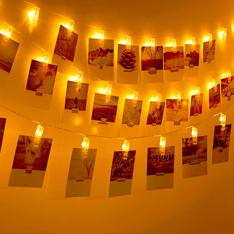 50/100LEDs Photo Clips String Light, 16/33Ft Warm White Fairy Light with 50 Clear Clips, Copper Wire String Light Hanging picture, Bedroom Party Decor