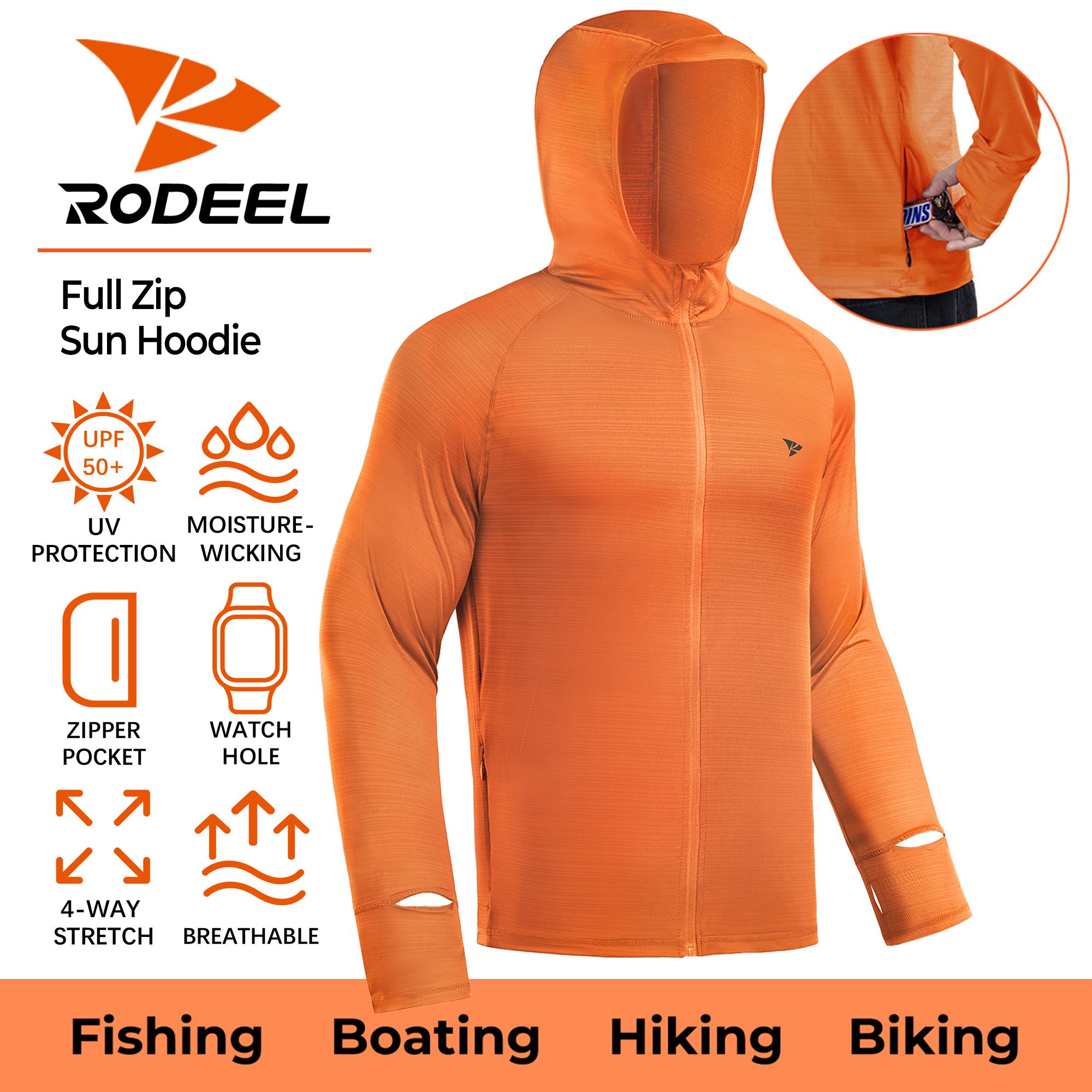 【RODEEL】930 Full Zip Sun Hoodie Shirts w/ Thumbhole Men UPF 50+ UV Protection Long Sleeve Lightweight Quick Dry Moisture Wicking Breathable Cooling Athletic Activewear for Outdoor Sports Hiking Camping Fishing Construction, Holiday Gift