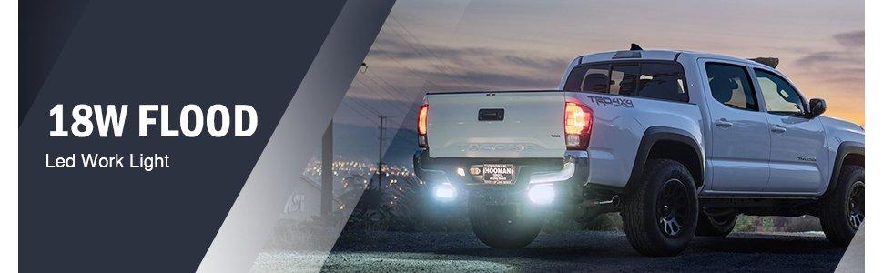 Nilight LED Pods 4PCS 18W Flood Flush Mount LED Work Light Driving Lights Led Light Bar Off Road Fog Lights for Jeep Truck Tacoma Bumper ATV UTV Vehicle Lamp Lightbar