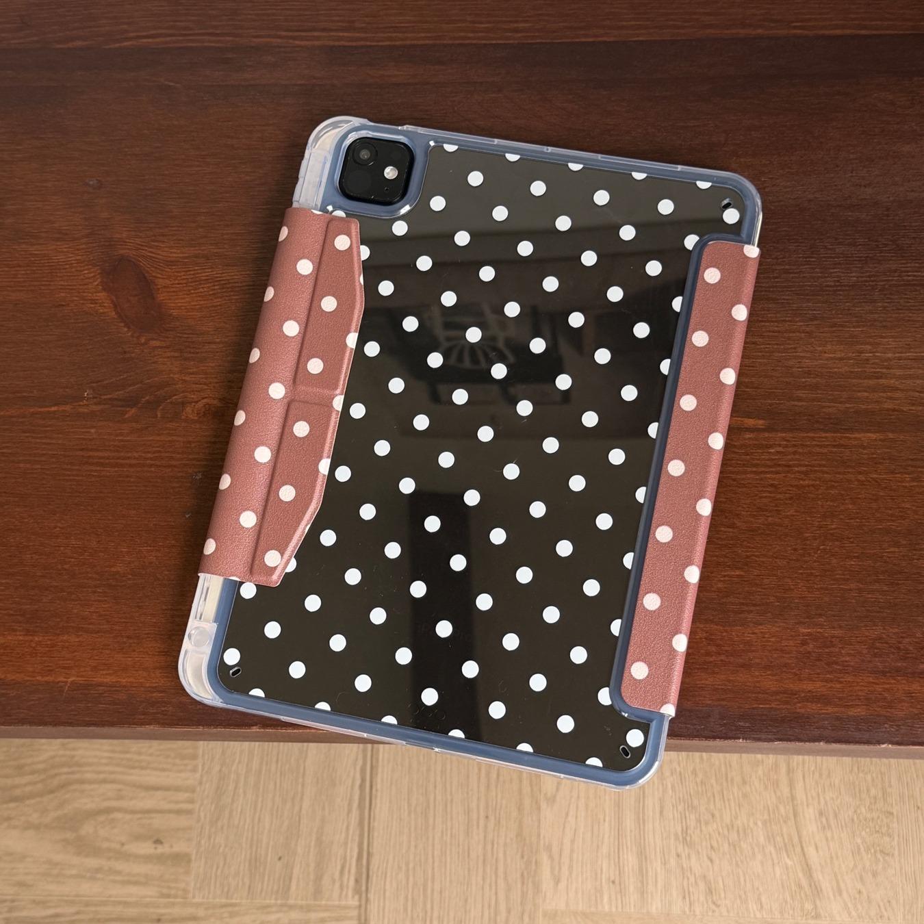 Colorblock Polka Dot iPad Case, Compatible with Pro 11/13 Inch Air 6 Mini 7, Acrylic Anti-Drop Protection, Stylish Design