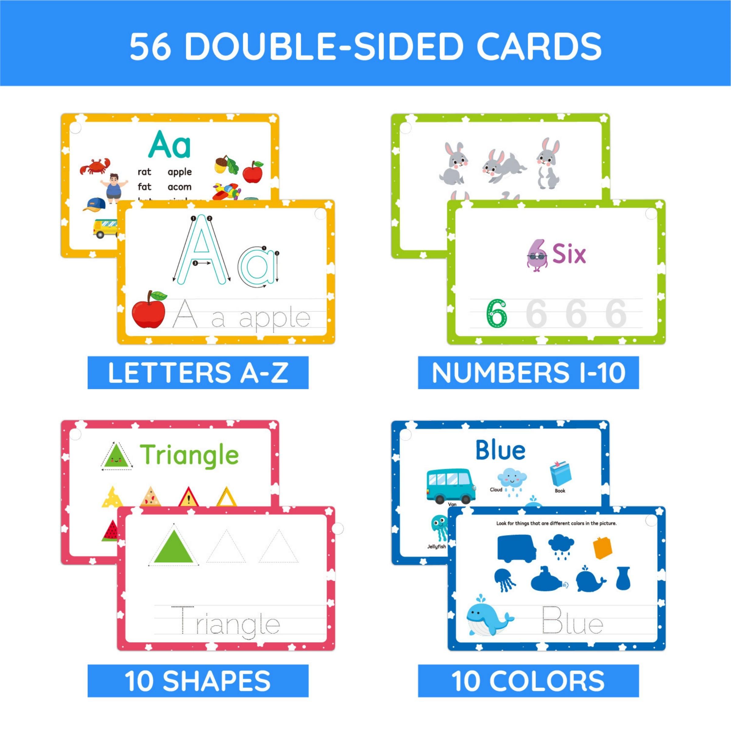 Early Learning Alphabet & Numbers Flashcards, Reusable Waterproof Whiteboard Pen Set, Ideal for Kids' Home & Classroom Education