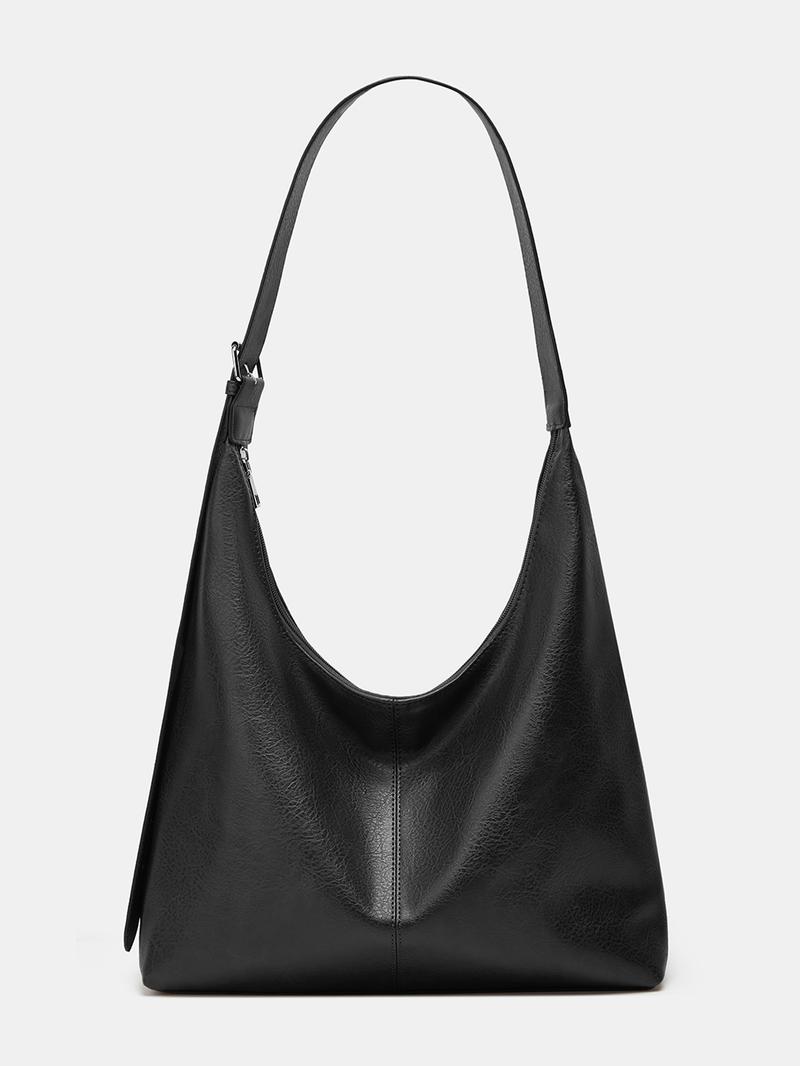 Women's Solid Color PU Leather Shoulder Bag, Simple Large-Capacity Crossbody Bag, Trendy High-quality Daily Commuting Bag, Girl Fashionable Shopping Bag