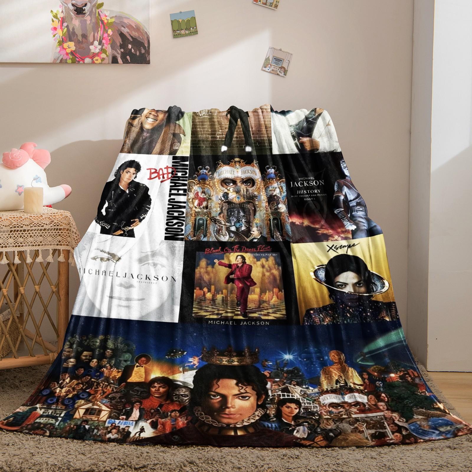 Michael Jackson Blanket Classic Album Cover Pattern, Perfect Gift for Fans, Suitable for Sofa Camping Travel Airplane Covers