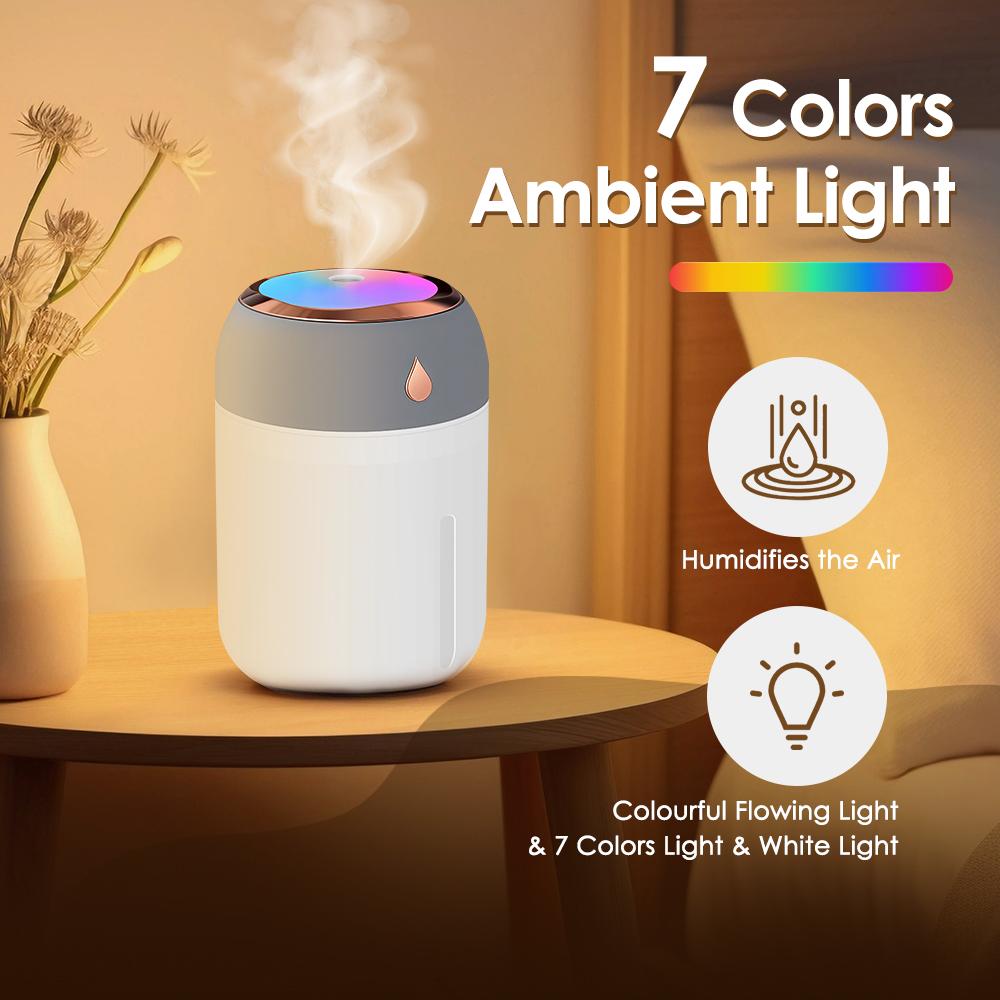 Mini Portable Air Humidifier with Colorful Light Small Air Atomizer USB Powered Humidifier Personal Desktop Humidifier for Car Office and Bedroom Mute Mist Maker Diffuser Home Desktop Humidifier