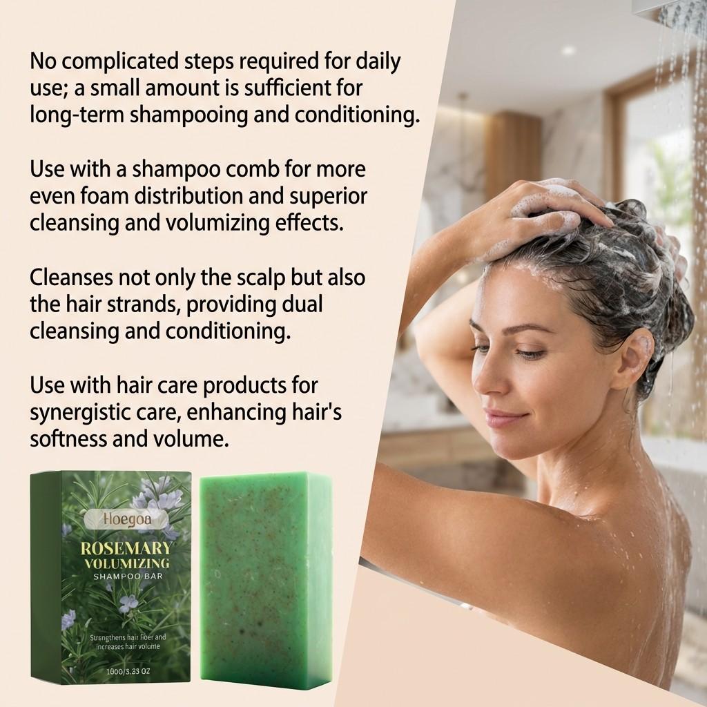 Hoegoa Rosemary Enriching Shampoo Bar, Gentle Daily Hair Cleanser, Refreshing Smooth Lightweight Hair Care, Soft and Silky Hair Treatment