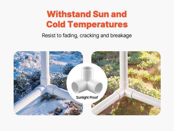 VEVOR 3-Way PVC Fittings, 1-inch PVC Pipe Joints Elbow Connector, 10-Pack Furniture Grade PVC Tee Fittings for DIY Storage Rack, Animal Cage, Pool or Garden Support Frame, Impact Weather-Resistant