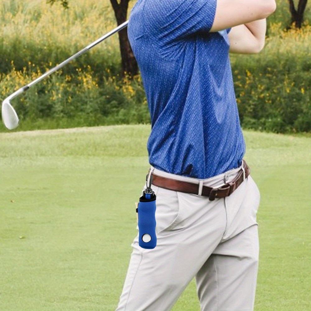 A golf club bag with a keychain, capable of holding 3 balls and 3 clubheads. A chloroprene storage bag with a portable waist-mounted design (does not include golf equipment). Available in multiple colors, suitable for both men and women. Golf accessories.