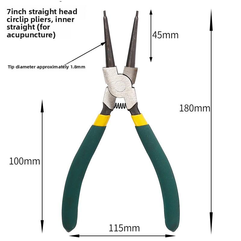 Circlip pliers, retaining ring pliers, multi-functional, viscose, 7-inch internal and external support, inner straight, outer straight, inner bend, outer bend expansion pliers toolkit  for  men