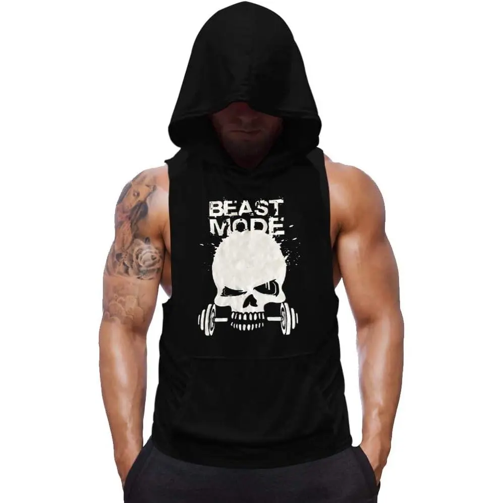 Men's Skull Print Sleeveless Workout Tank Top - Bodybuilding Stringer Fitness VestGift