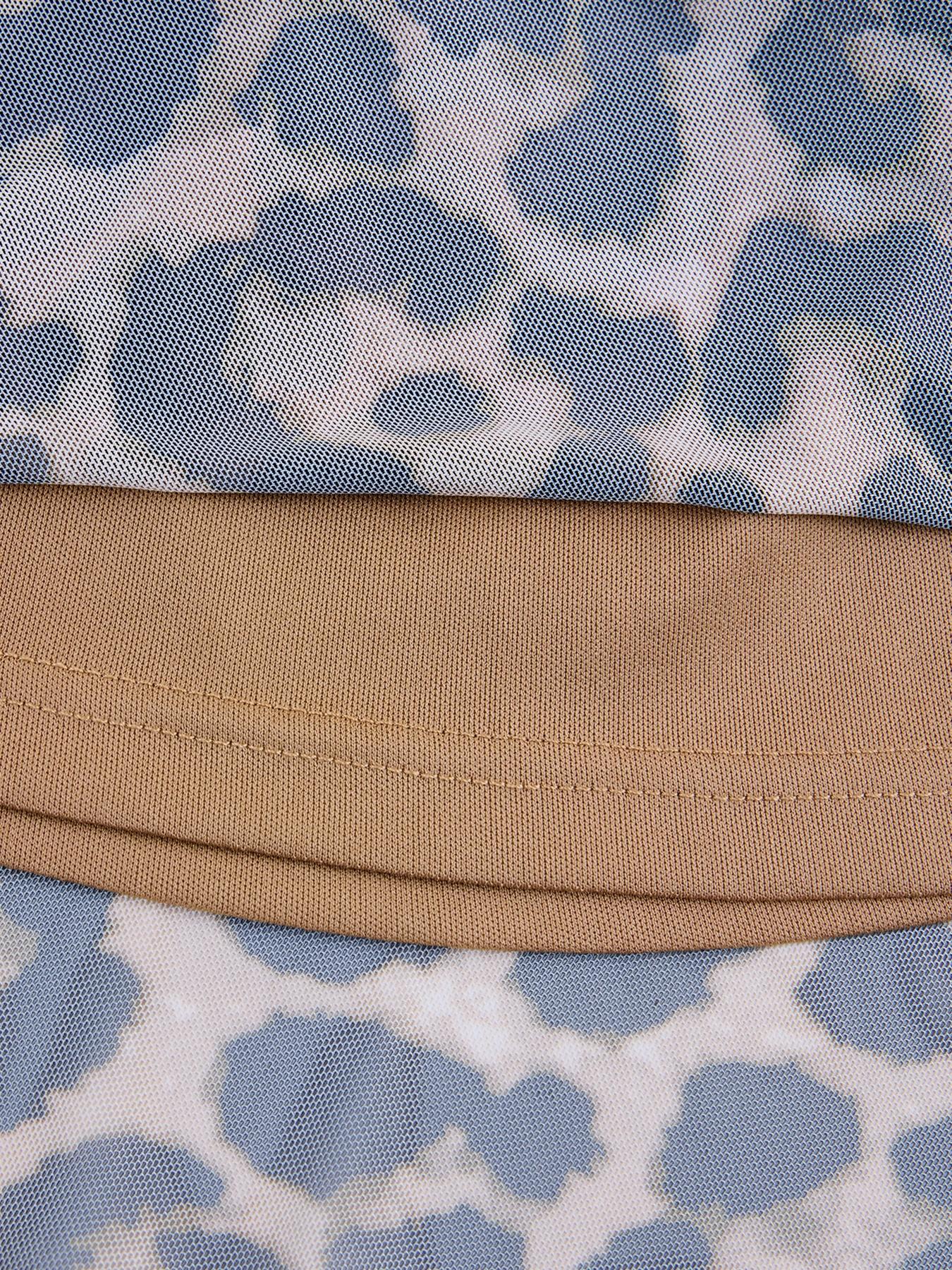 Aliling Women's Elegant Leopard Print Mini Dress, Asymmetrical Neck Long Sleeve Ruffled Hem, All Seasons Fashion Party Dress