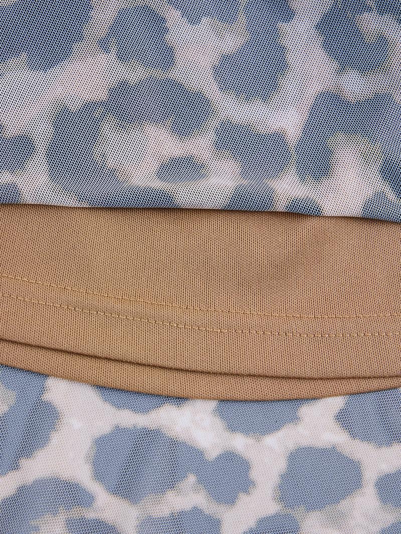 Aliling Women's Elegant Leopard Print Mini Dress, Asymmetrical Neck Long Sleeve Ruffled Hem, All Seasons Fashion Party Dress