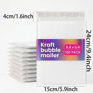 50/100 Pack 5.9x9.4 Inch White Bubble Mailers, Self-Sealing Padded Shipping Envelopes, Waterproof Tear-Proof Shockproof Bubble Bags for Jewelry, Phone Cases, Small Electronics & Daily Mailing