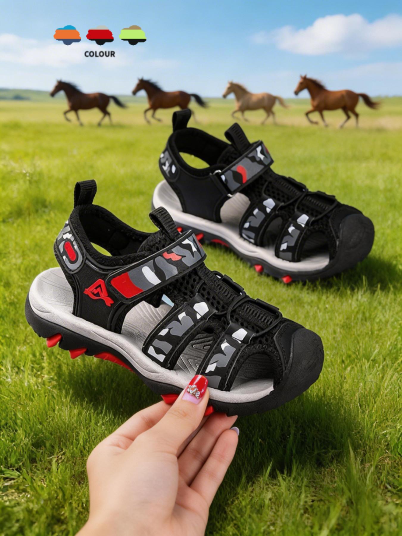 Sandals, Unisex Summer Beach Shoes, School Style Design, Anti-Slip, Breathable, Lightweight, Velcro Closure