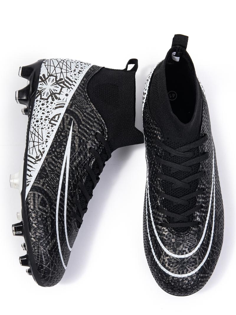 Men's All Over Print Sports Football Shoes, Lace Up Soccer Shoes, Football Cleats, Outdoor Sports Shoes for Men, Professional Training Shoes, Football Field Boots Men's All Over Print Sports Football Shoes, Lace Up Soccer Shoes, Football Cleats, Outdoor Sports Shoes for Men, Professional Training Shoes, Football Field Boots