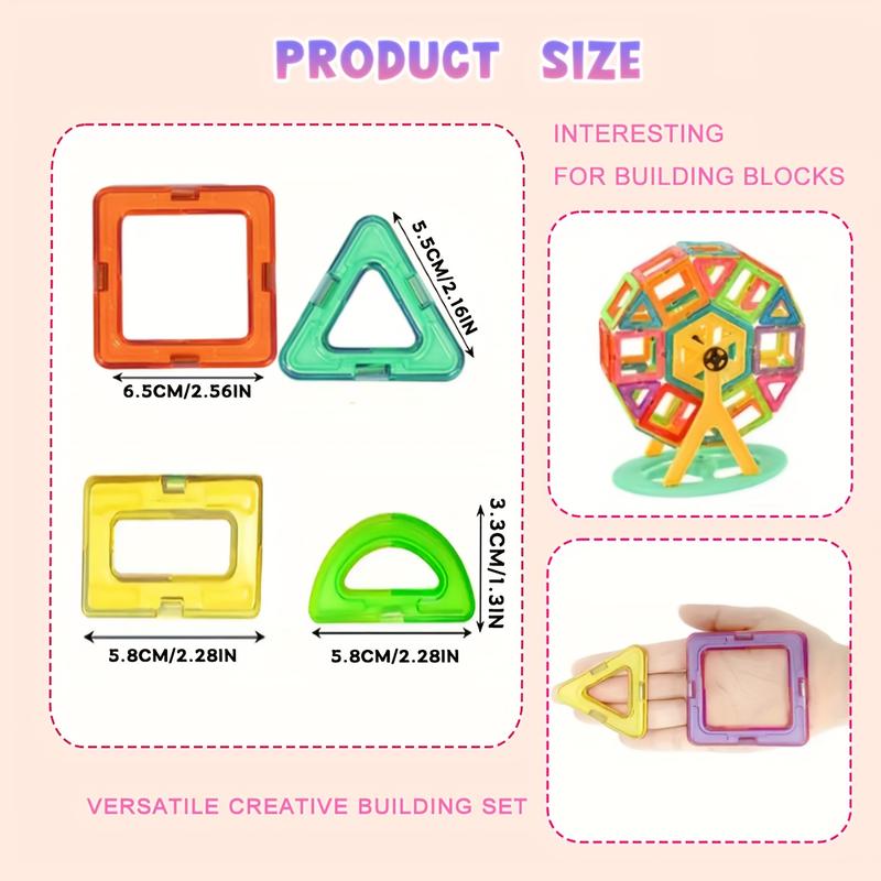 Large Magnetic Building Blocks Set, Creative DIY Construction Toy, Enhance Hand-Eye Coordination, Colorful, Perfect for Kids' Holidays Birthdays, Magnetic Building Tiles