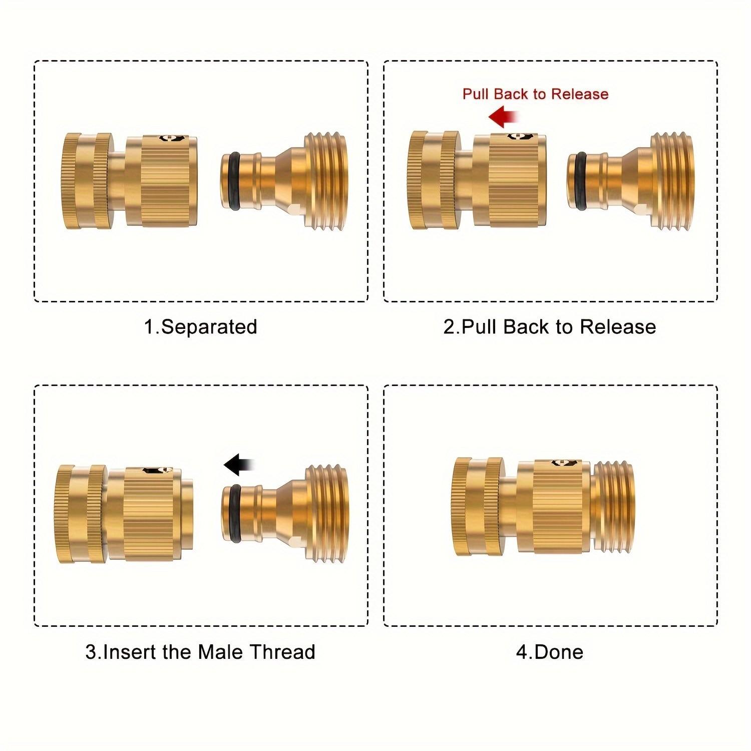2 Quick Connect Hoses for Garden Faucet, Eu Standard Metal Material, Easy Connection Design, Compatible with 3/4 Inch Hose Fittings, Garden Hose Adapter, Garden Hose Connector, Water Hose Quick Connect