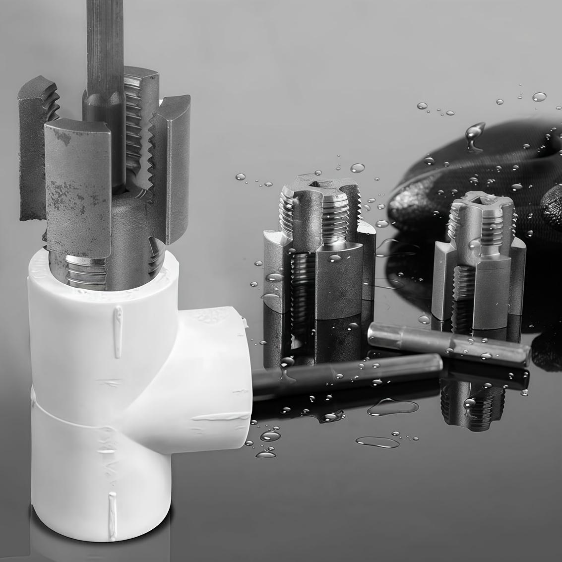 Pipe Thread Processing Tool Set, Hand Tools, Integrated Internal & External Thread Tools, Fits 1/2 Inch, 3/4 Inch, 1 Inch Pipes, Metal Material