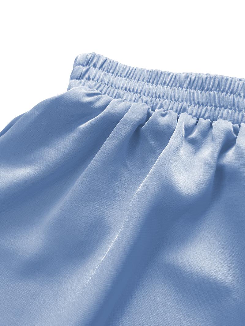 Joyfunear Women's Satin Silk Casual Summer Set Short Sleeve Hoodie with Loose Straight Pants Set Soft and Comfortable Home Clothes Joyfunear Women's Satin Silk Casual Summer Set Short Sleeve Hoodie with Loose Straight Pants Set Soft and Comfortable Home Clothes