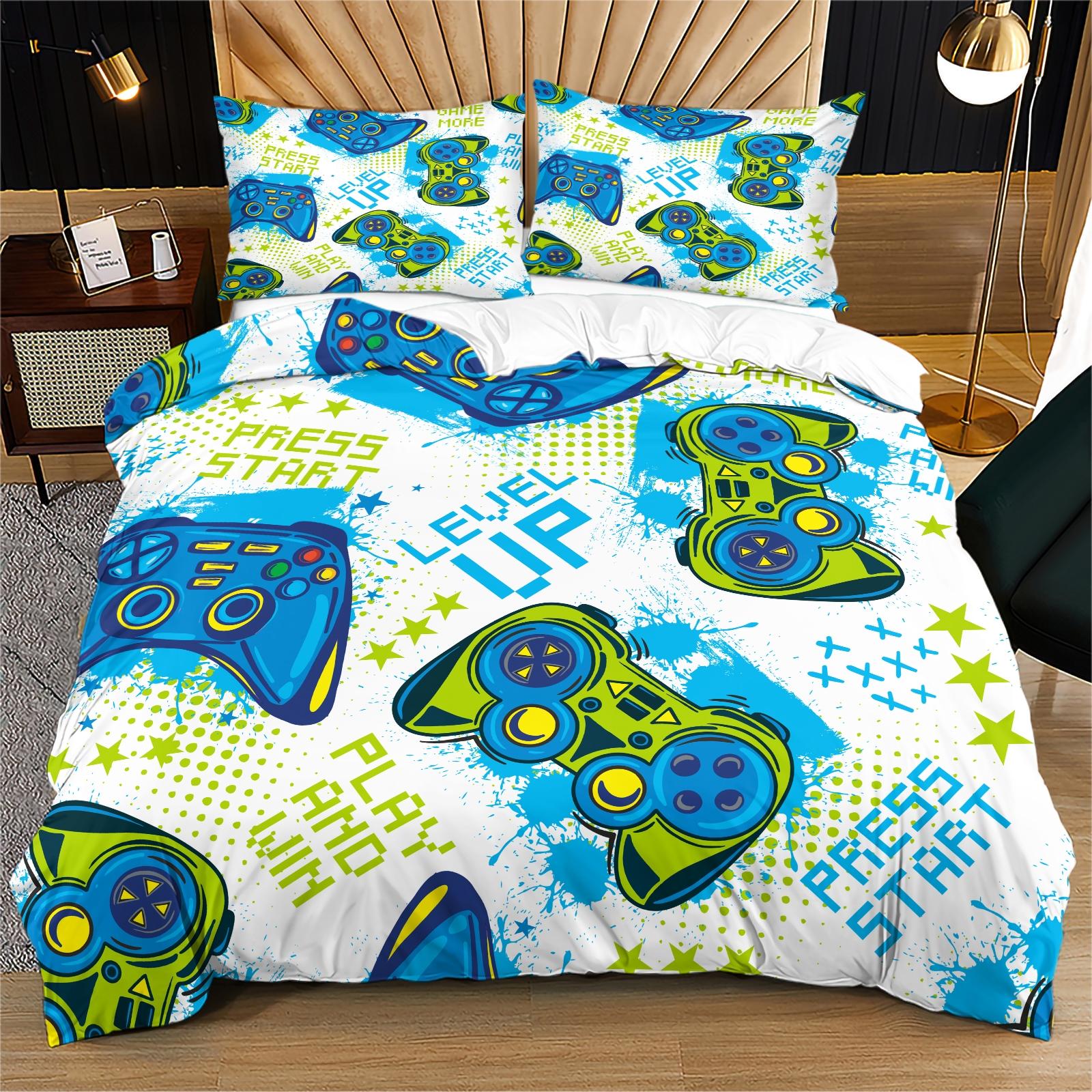 Game Controller Pattern Duvet Cover Set, Soft And Durable Bedding Set, Including 1 Duvet Cover And 1 Or 2 Pillowcases, Without Cotton Core, Suitable For Gaming Room Gifts, Bedroom Decorations