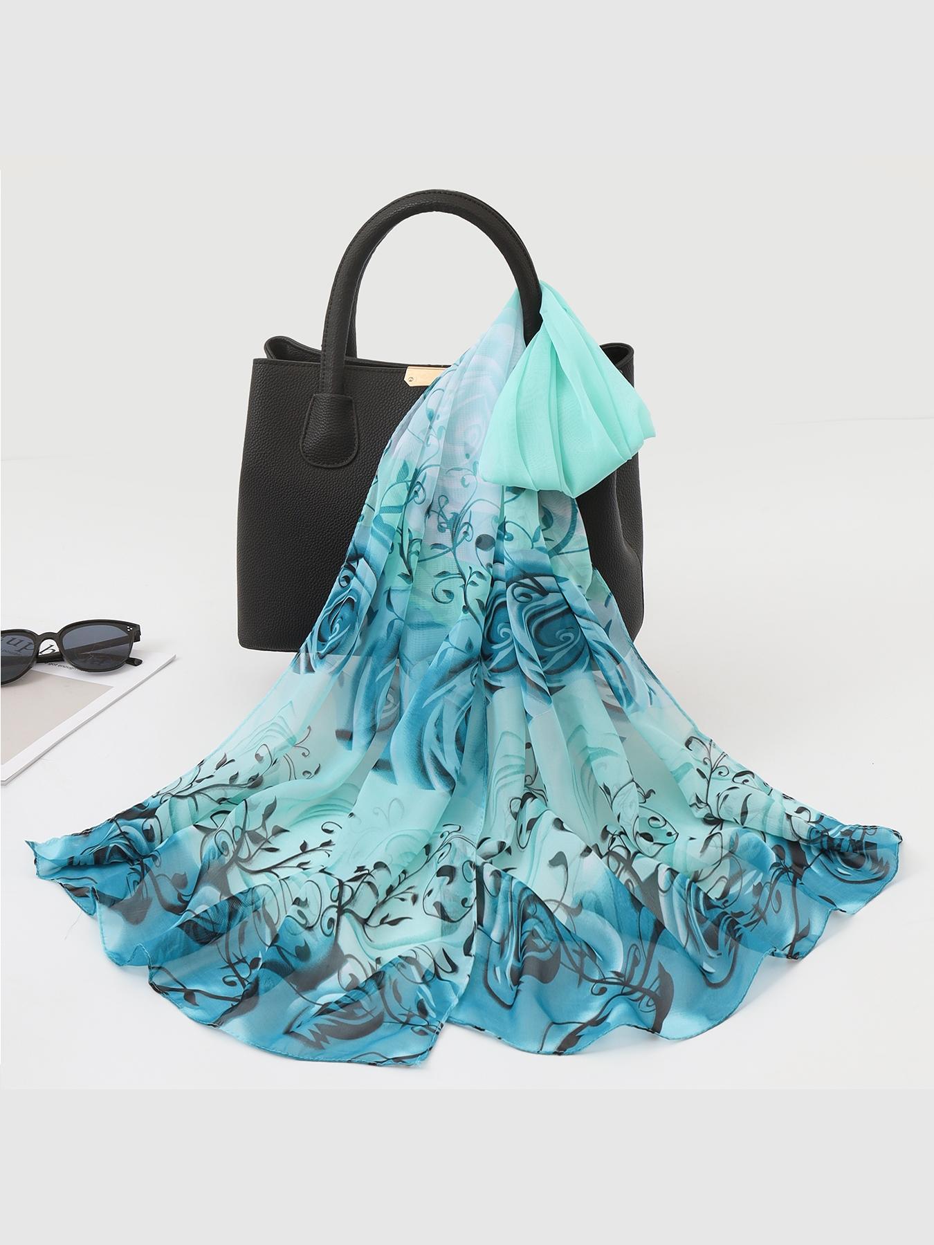 Women's Chiffon Scarf, New Floral Pattern, Korean Style, Loose-Fit, Casual, Long Summer Scarf, Elegant Travel Accessory