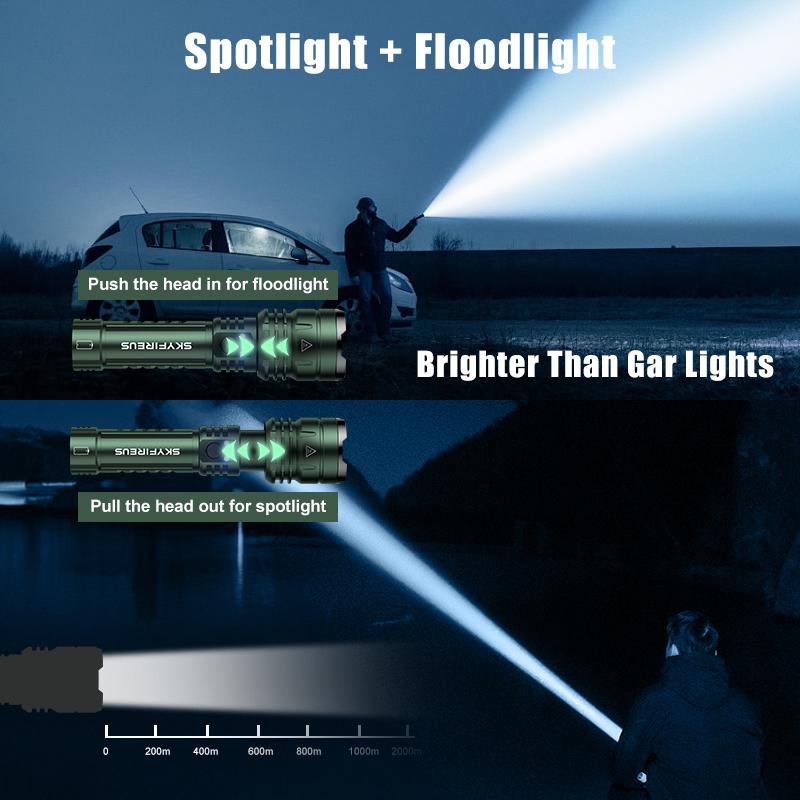 SKYFIRE 1376 Rechargeable LED Flashlight – 1800 Lumens, Fire-Starting Lens, Zoomable Focus, 5 Light Modes, Ultra-Bright Tactical Torch for Camping, Emergency & Outdoor Use SKYFIRE 1376 Rechargeable LED Flashlight – 1800 Lumens, Fire-Starting Lens, Zoomable Focus, 5 Light Modes, Ultra-Bright Tactical Torch for Camping, Emergency & Outdoor Use